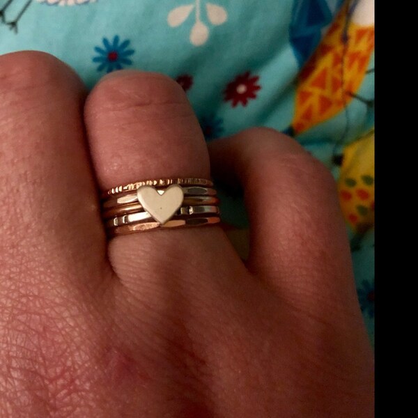 Heart Ring Set / Stacking Rings / Mothers Day Gift / Stackable Rings ...