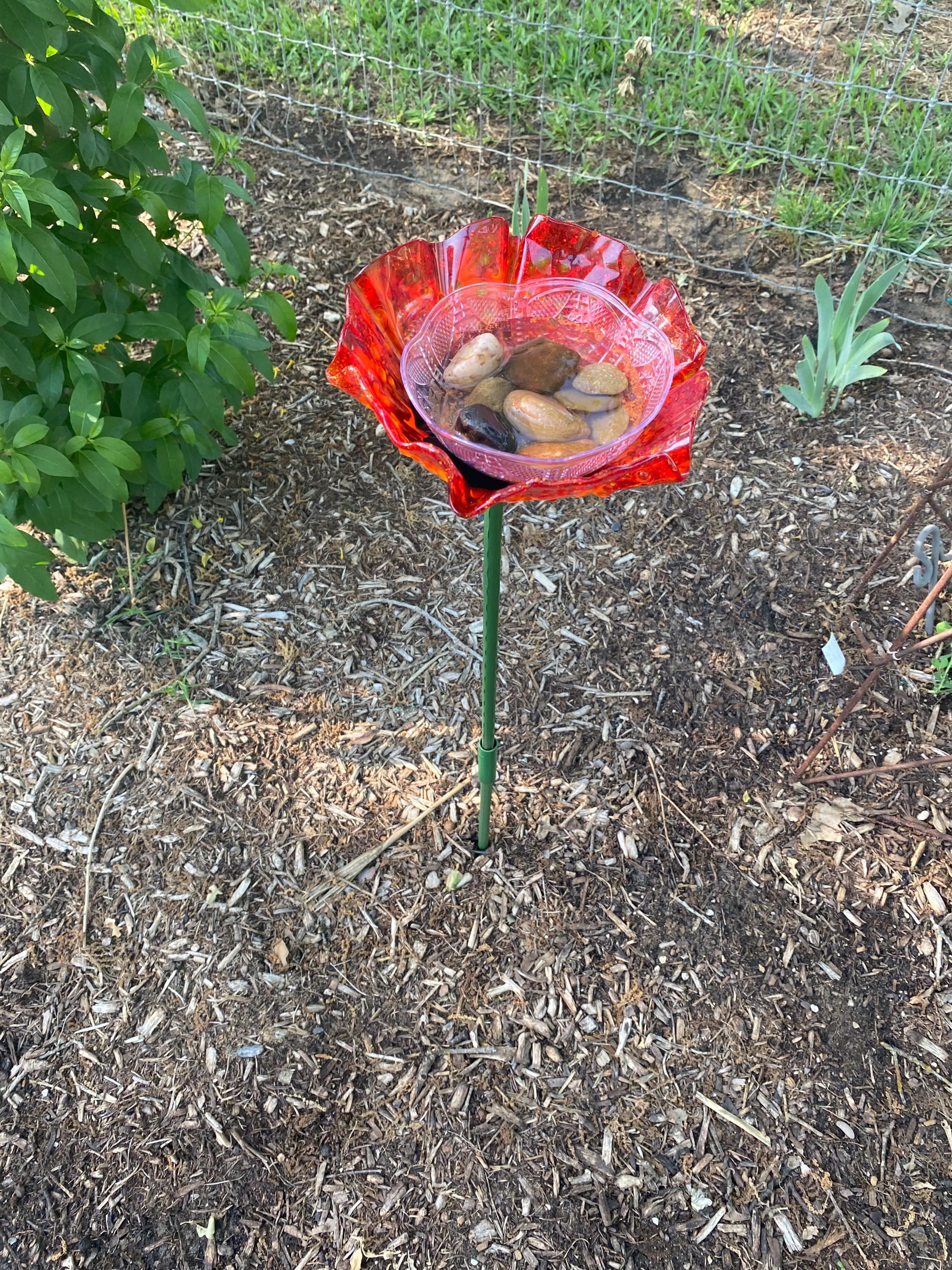 Stunning Organic Resin Flower Bird Feeder and Bee Bath for Garden Pollinators