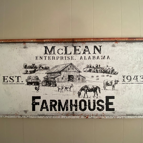 Farmhouse Sign Rustic Farmhouse Wall Decor Family Last Name Farm Sign ...