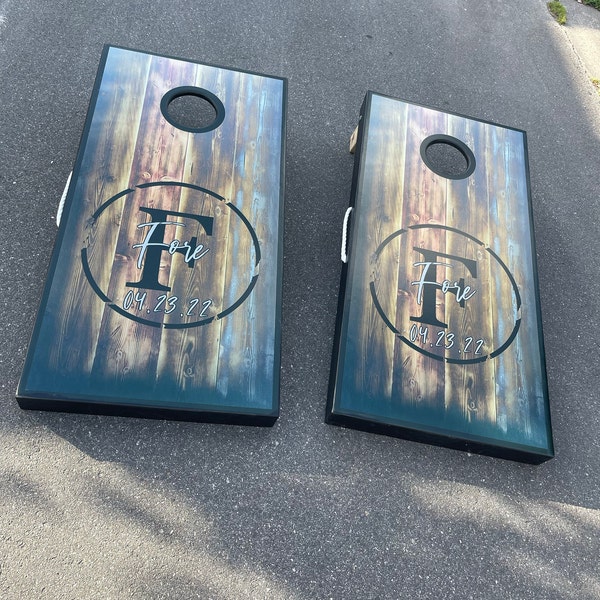 Rustic Barnwood Cornhole Custom Cornhole Boards Rustic Wedding 