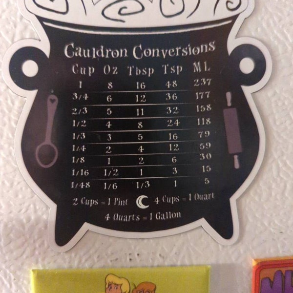 Cauldron Conversion Chart Magnet, Black, Cooking, Measurements, Baking ...