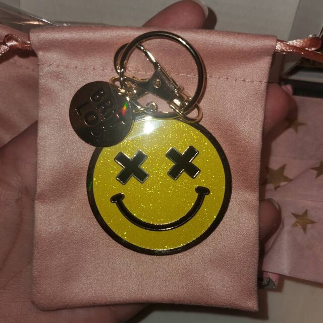 X Eyes Smiley Glitter Keychain | Y2K Bag Charm | 2