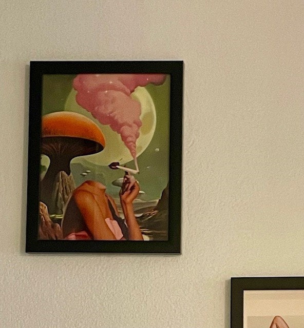 Egoless (Retro Surreal Art, Mushroom Art, Cannabis Poster, Vintage Wall Print, Trippy Wall Art)