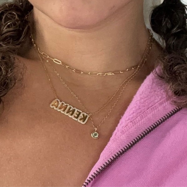 Adeline Pave Outline Pendant Necklace / Gold main image 0
