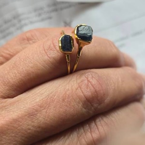 Customer photo from Flo, Dainty Raw Sapphire Ring in Yellow Gold