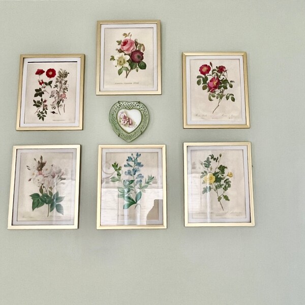 Vintage Roses Wall Art Prints (set of 6) - 8x10s | Botanical Decor - Etsy