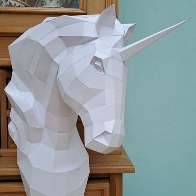 PDF Unicorn Pattern papercraft, Make Your Own Papercraft Unicorn Trophy ...