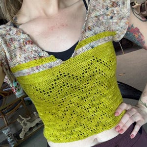 トップス andmary Crochet frill knit tops ANDMARY】Crochet frill knit tops