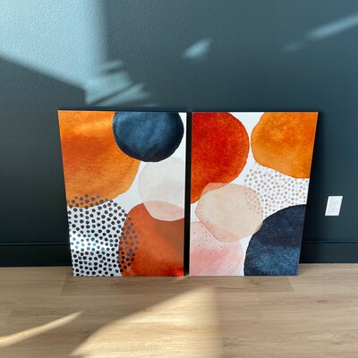 Abstract Wall Art, Abstract Art Printable, Navy Blush Rust Art