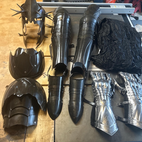 Dark King Warrior Costume Set | Fur, Chain Harness & Crown