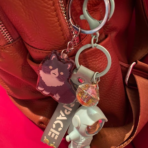 Lion Acrylic Glitter Keychain | Kawaii Chibi Animal Lover Wildcat Art ...