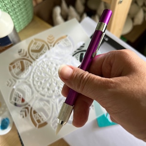 Happy Dotting Erasable Soapstone Marker - White Grey Mandala Art Guide For Dark Surfaces