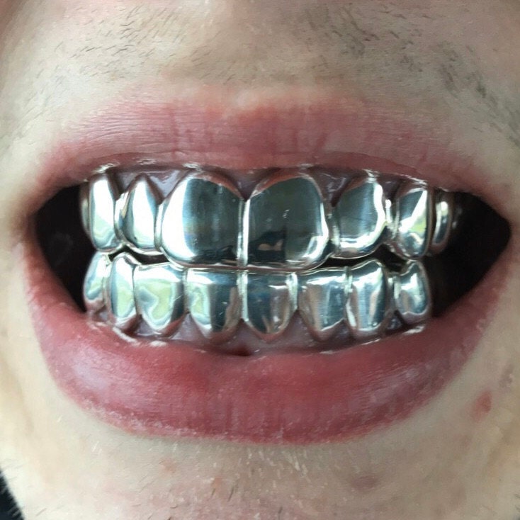 925 Sterling Silver Custom fit Grillz Plain Silver teeth REAL Grill Grillz.