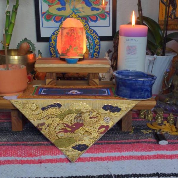 Teak Wood Altar Table Set: 2-tier Crystal Display Shelf - Etsy
