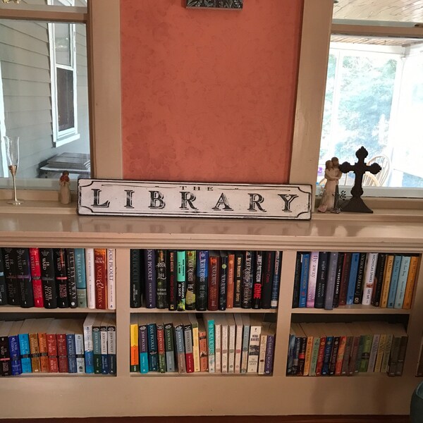 Antique Style the Library Wood Sign - Handmade Rustic Wooden Decor - Etsy