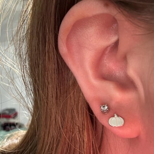 Customer photo, Tiny Pumpkin Stud Earrings