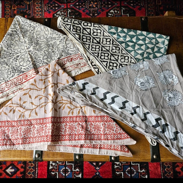 Bandana con stampa a blocchi a mano stampa biologica naturale Bandana