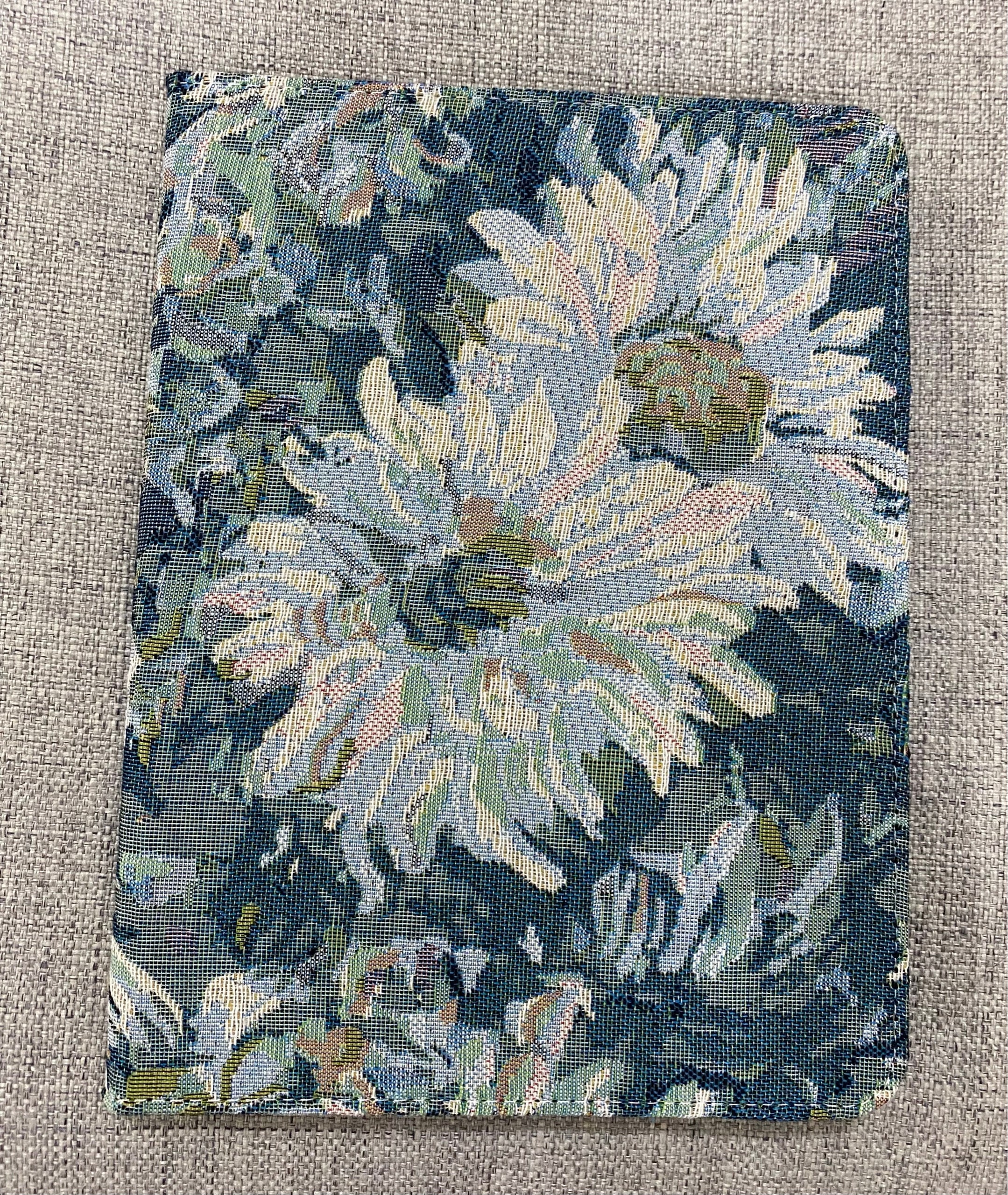 Vintage French Blues Embroidery Fabric iPad Case,iPad Air 11&quot; 13&quot; 2024 iPad Pro 11&quot; 13&quot; iPad Air 5 Pro 12.9&#39;&#39; iPad 10 mini 7(A17 Pro) case