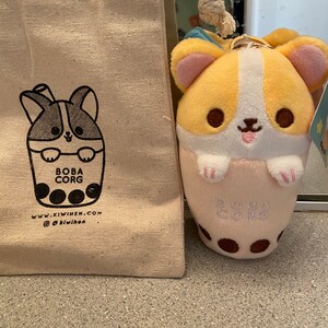 boba corgi keychain