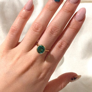 Buy 14k Gold Emerald Ring, Emerald Engagement Ring, Oval Cut