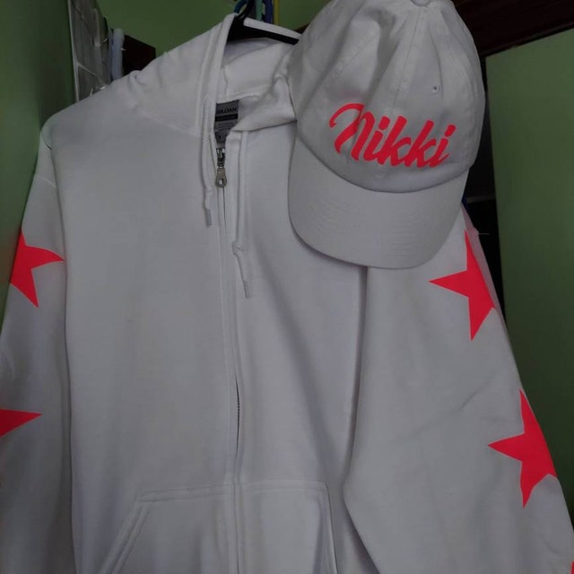 Glitter Star Zip Up, White Full- Zip Hooded Sweatshirt
