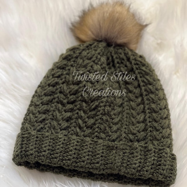 A customer's finished Snowy Wheat Stitch Puff Crochet Beanie Pattern