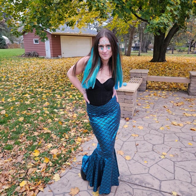 High Waist Mermaid Skirt in Turquoise Dragon Scale-151170 - Etsy
