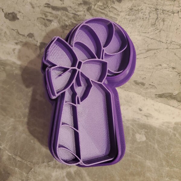 Candy Cane With Bow and Tag 2-part Cookie Cutter, Cutter With Handle ...