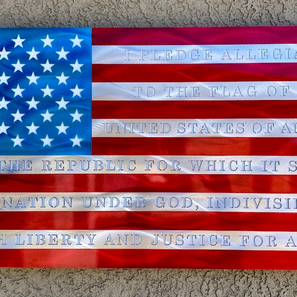 Custom Made USA in God We Trust Flag Red White & Blue License Plate Letter Sign