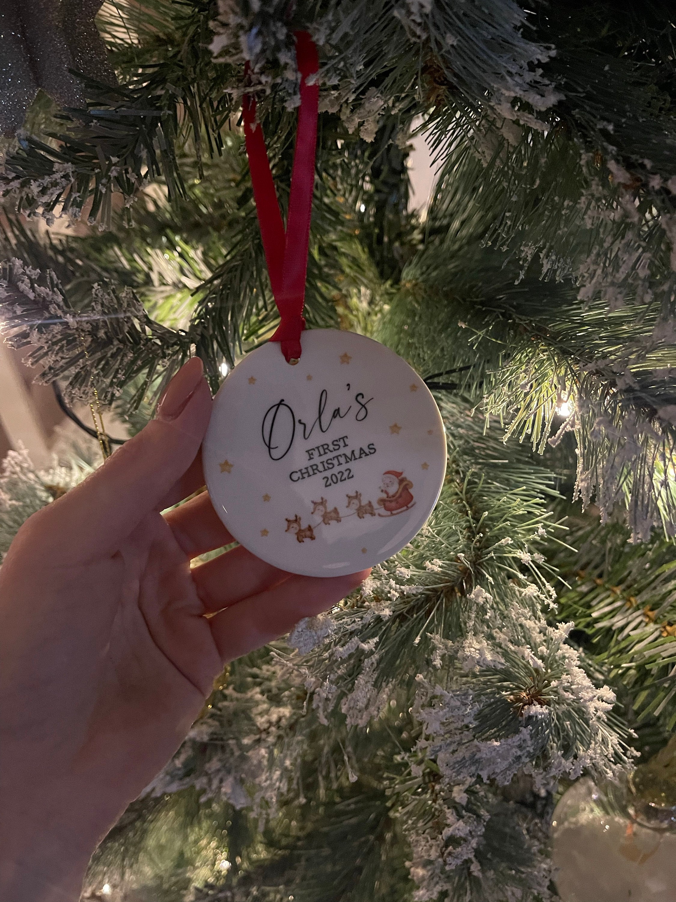 Babies First Christmas Bauble, Personalised first Christmas bauble, new baby bauble, First Christmas Gift, Personalised Santa Tree Decor