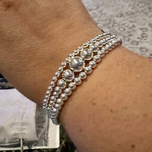 Silver Mystic Two Tone Stretch Bead Bracelet main image 0