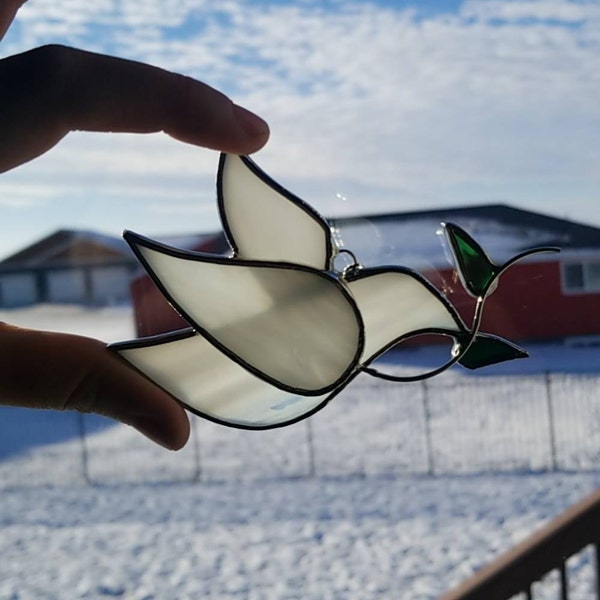 White Peace Dove Stained Glass Ornament | 3" X 3" - Gifted Boxed - Etsy