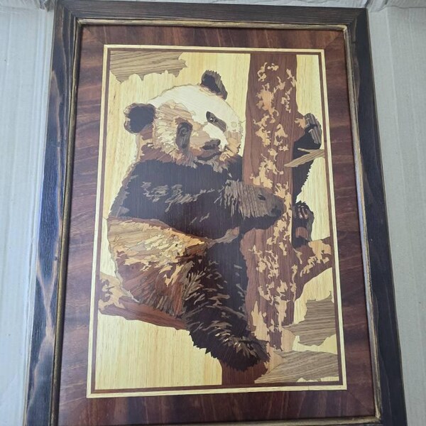 Wood Mosaic 30x20 Inlay FRAMED Geometric Art 1 Home Decor Suprematism ...