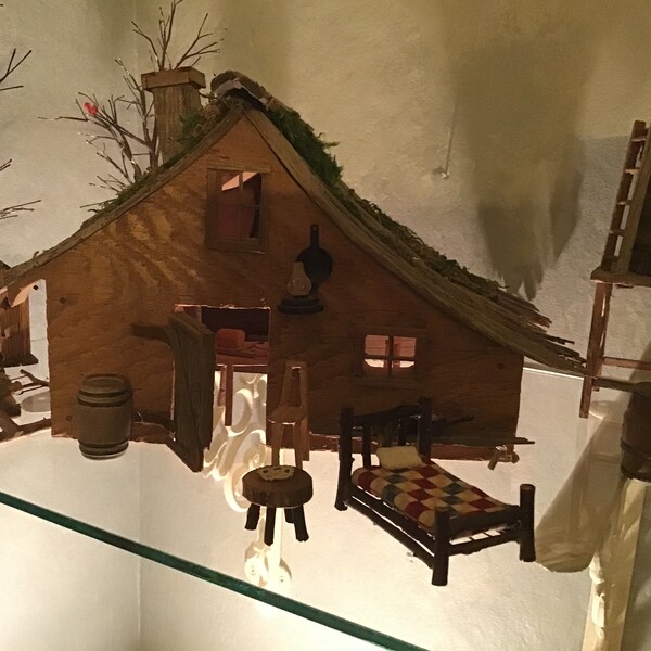 Half Inch Scale Set Rustic Miniature Dollhouse Furniture Log Cabin 7 ...