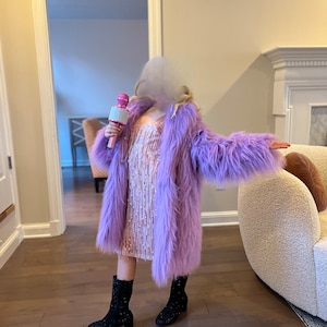 Off White Short Faux Fur Coat. Unisex Cut. 100% Polyester. Vegan