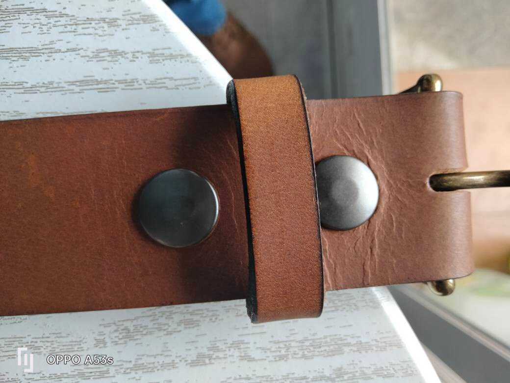 Leather Belt, Buffalo 1.5” Mens Dress Belt Amish Handmade Full Grain Made in USA