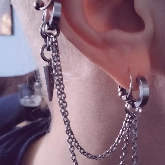 アクセサリー Petit Wave PAIR Pierced Earrings Amazon.com: 925 Sterling Silver Small Black Hoop Earrings
