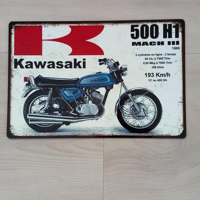 KAWASAKI 500SS レトロポスター Vintage Kawasaki 500 H1 Mach3 Metal Sign - Etsy