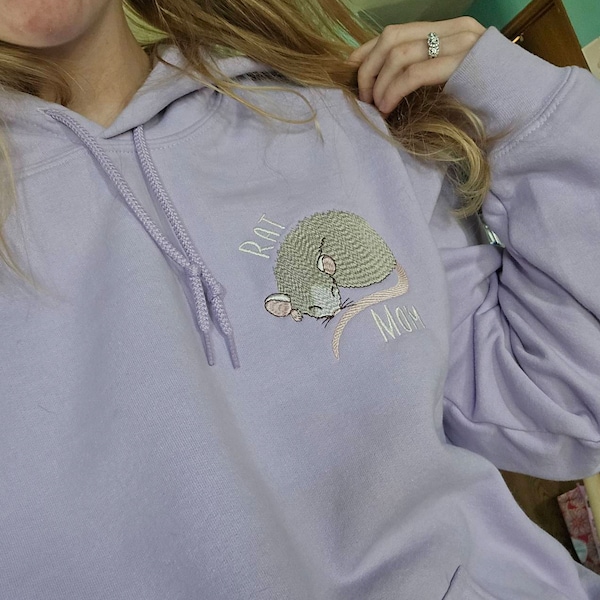 Embroidered Fancy Rat Hoodie, Rat Dad Sweatshirt, Rodent Lover, Custom ...