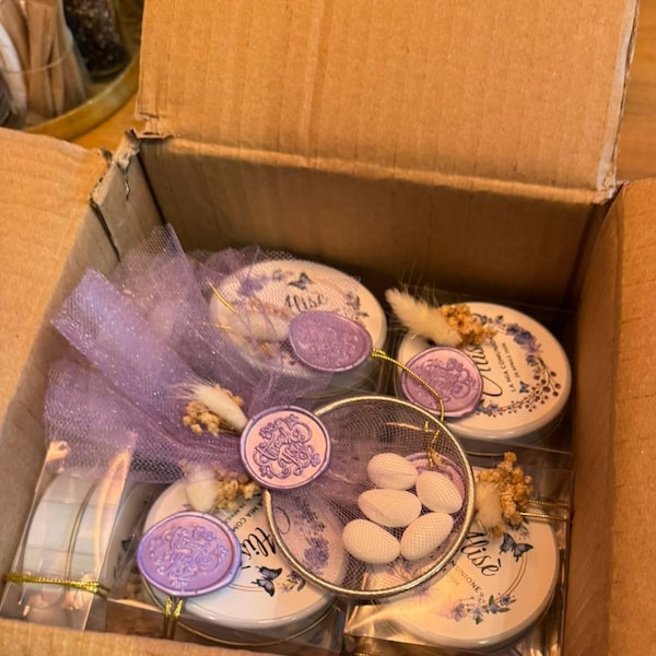 Personalized Soy Wax Tin Candle With Dried Flowers, Orange & Cinnamon ...