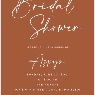 Terracotta Bridal Shower Invitation Template, Printable Burnt Orange ...