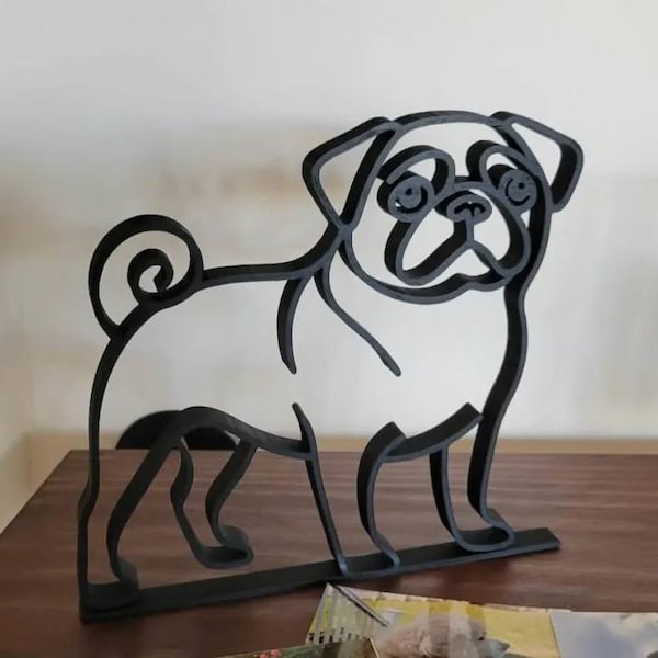 Customer photo of Pug Line Art Sculpture in their home