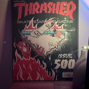 Thrasher Magazine Hand Painted Poster Print, High Quality Matte