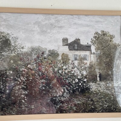 Cottage Oil Painting Rose Garden Wall Art Summer Vintage Muted Print ...