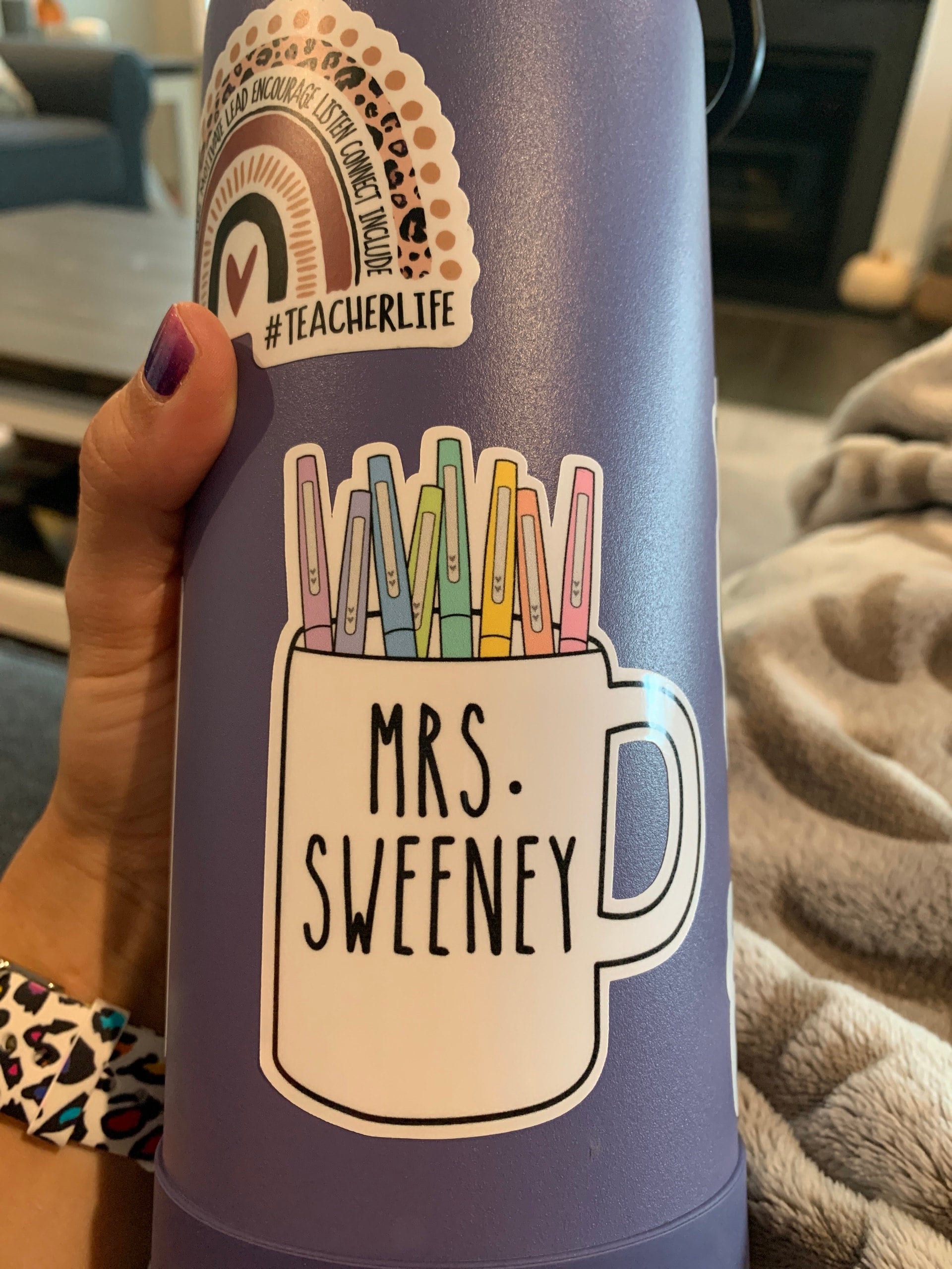 Custom Teacher Coffee Mug Sticker, Personalized Teacher Sticker Coffee Mug, Teacher Flair Pen Sticker