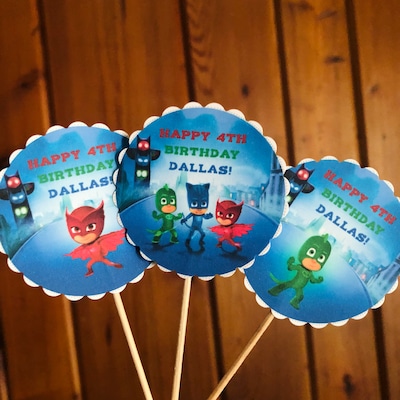 PJ Masks Cupcake Toppers, PJ Mask Birthday Cupcake Topper, Personalized ...