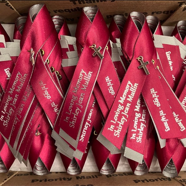 Remembrance Ribbons Custom Satin Memorial Ribbon, Funeral, Remembrance, Awareness, Support ...
