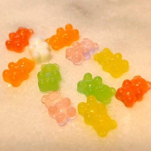Limited Colors 10 Multicolor Squishy Soft Resin Gummy Bear Cabochons,  13x6x5mm, Flexible Resin, #209