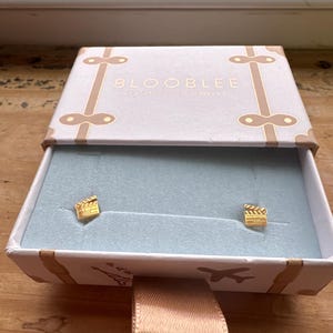 Customer photo, Clapboard Stud Earrings