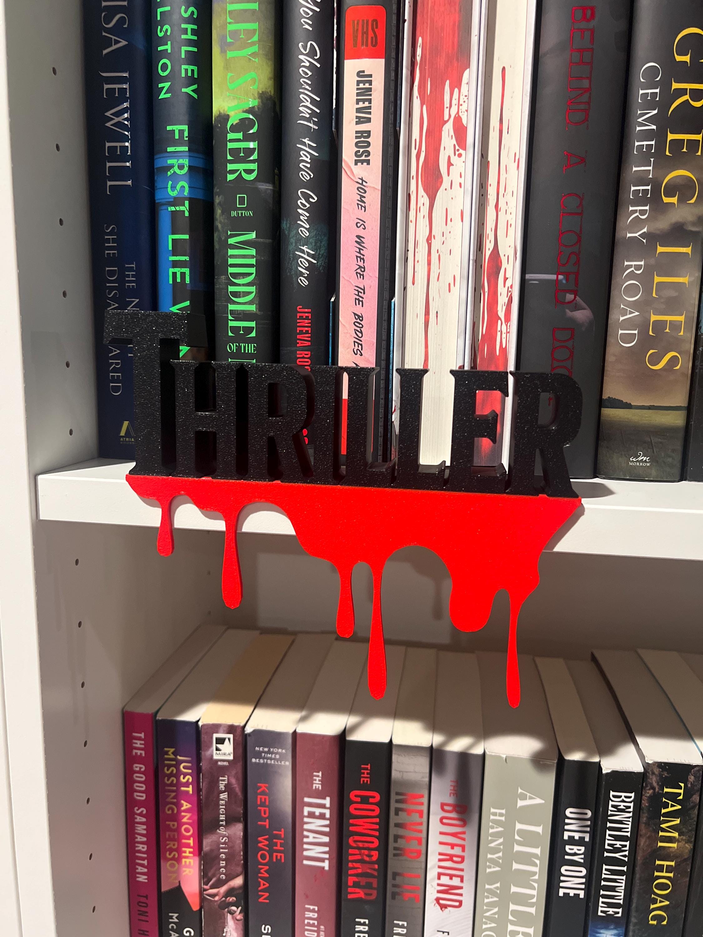 BookShelf Sign Thriller Library Book Lover Gift Custom Colors Book Club Decor 3d Printed